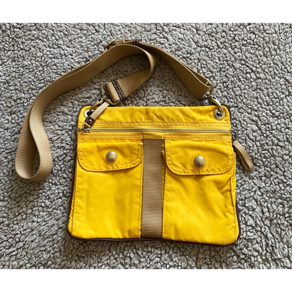 Franco Sarto Yellow Nylon Adjustable Crossbody Bag.
